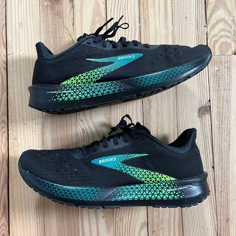 Brooks Hyperion Tempo Mens Running Shoes Black Green Teal 11.5 athletic comfort